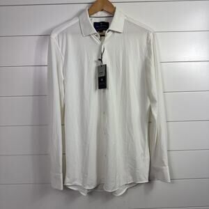 Tom Baine Performance Stretch Button Front Shirt Lightweight White sz M